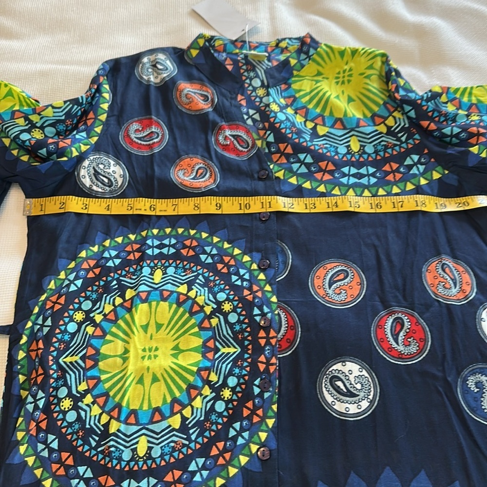 Colorful Patterned Tunic Cover-up Dress Size Large 100% Viscose - Picture 7 of 14